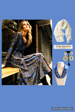 Load image into Gallery viewer, Brown &amp; Blue Dress
