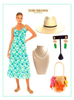 Load image into Gallery viewer, Thin strap Floral Dress - Blue Green (Copy)
