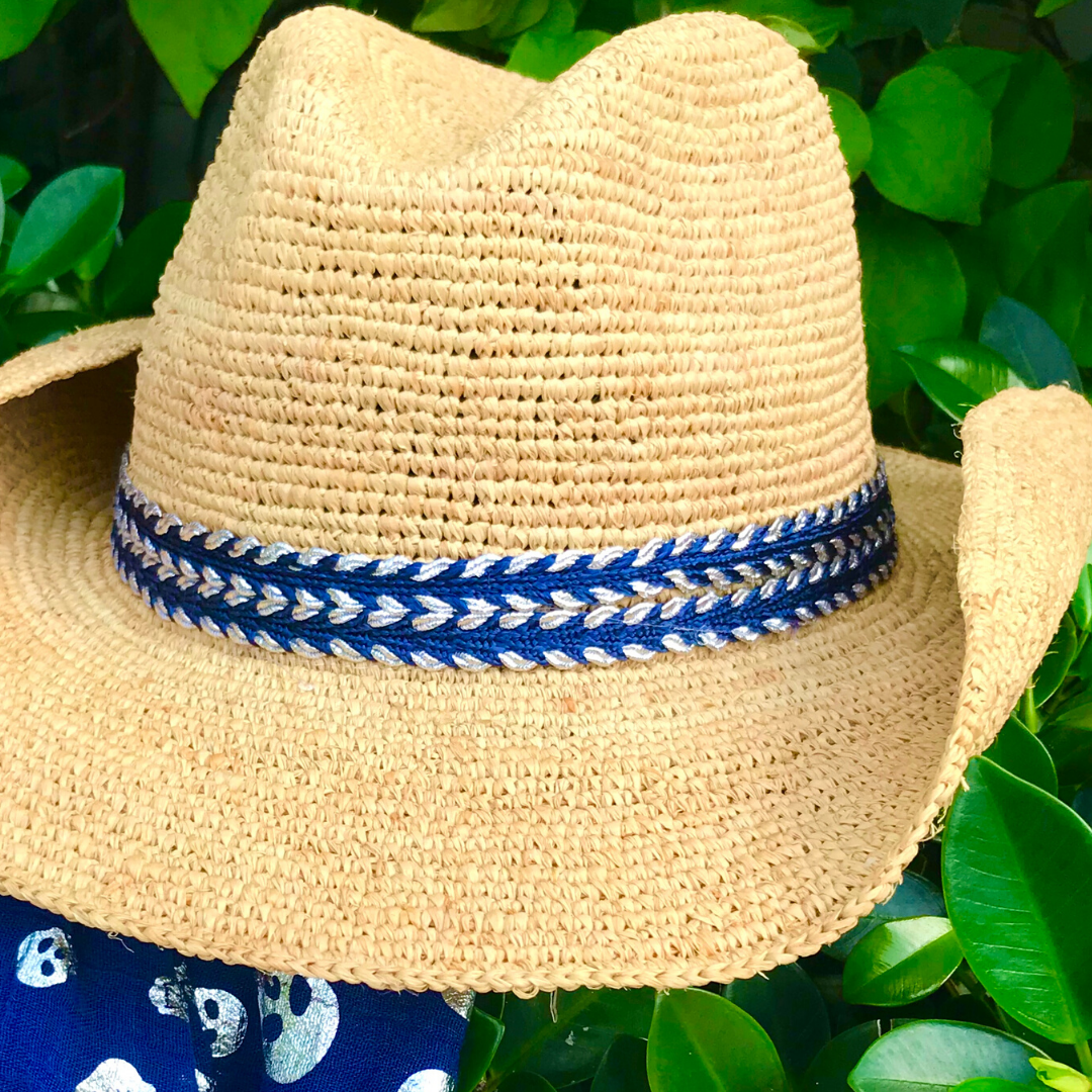 Navy & Silver Wave Cowboy Hat