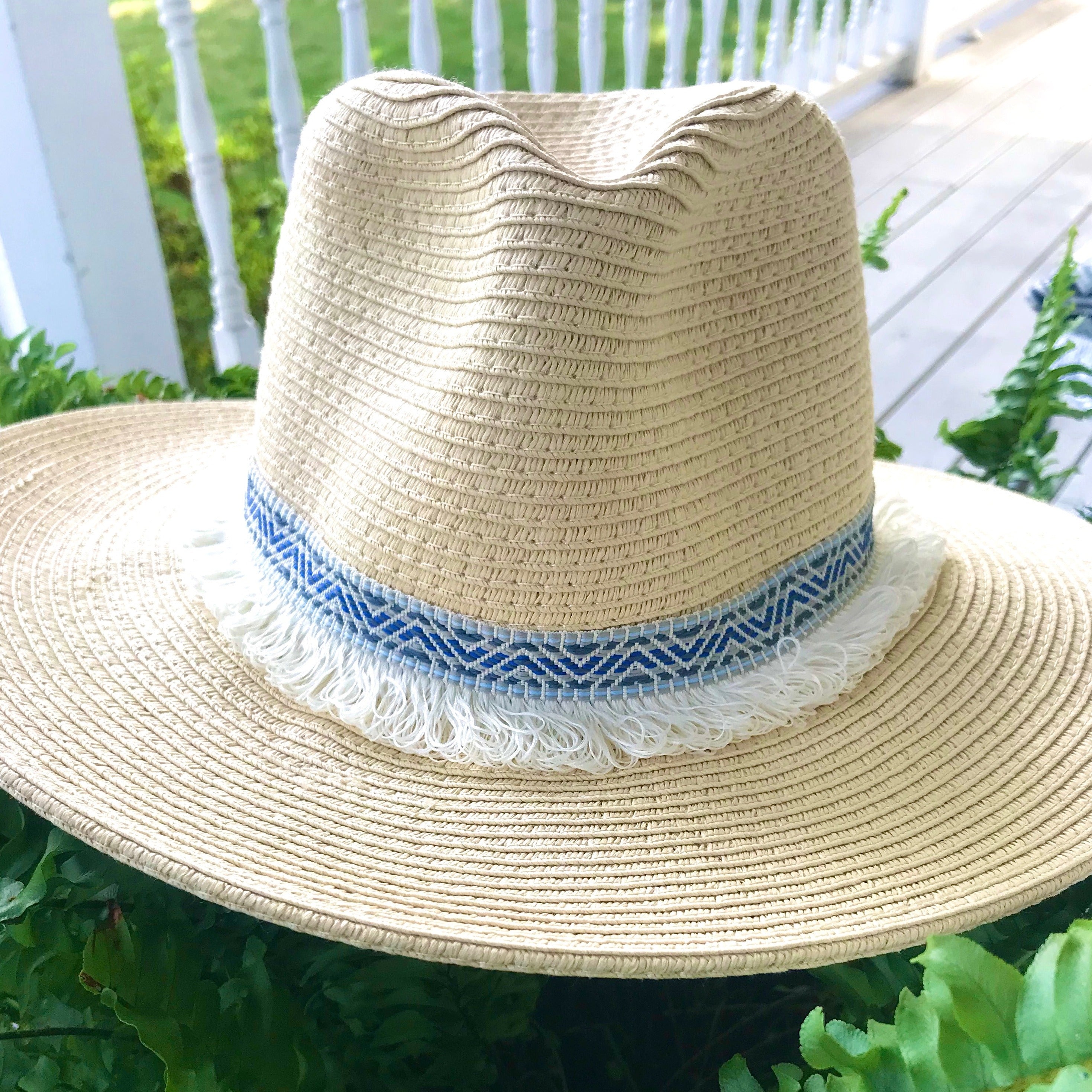 Sea Blues and Fringe Panama Hat