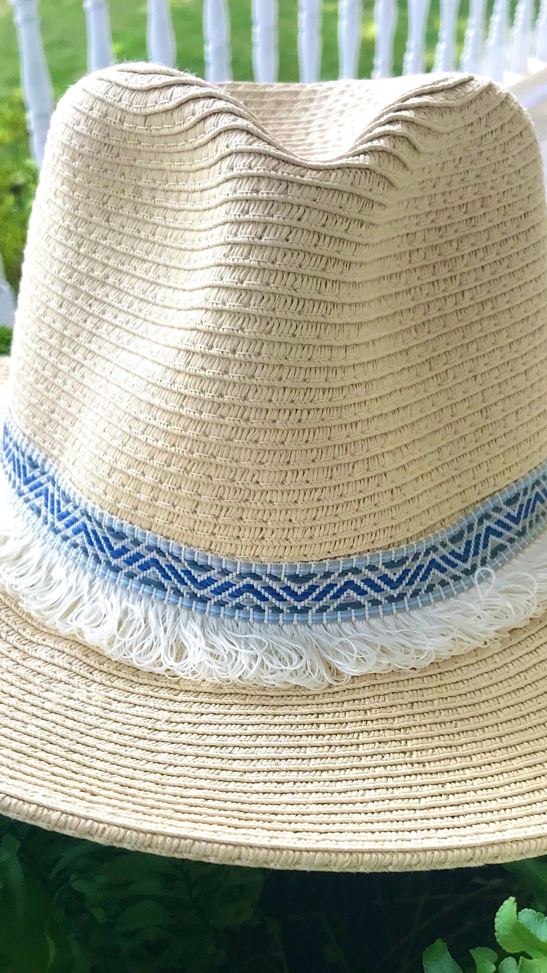 Sea Blues and Fringe Panama Hat