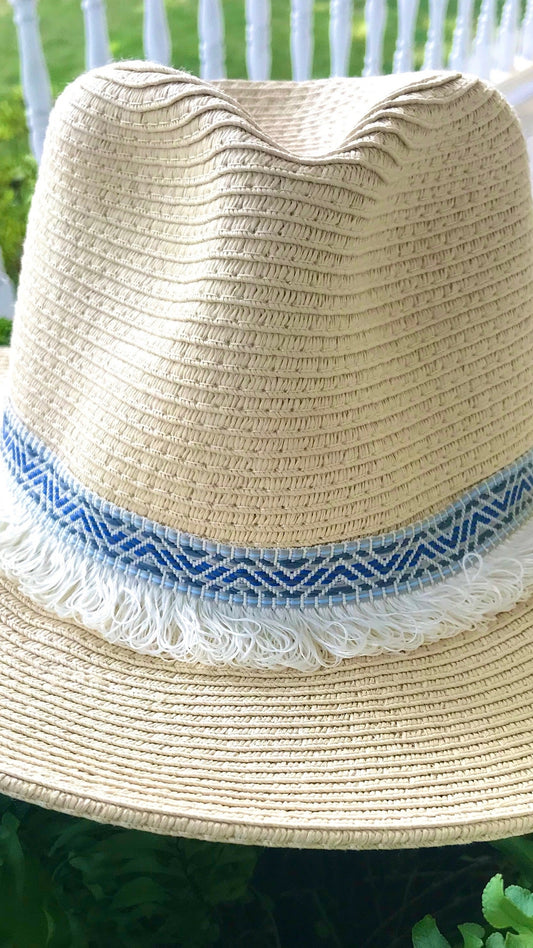 Sea Blues and Fringe Panama Hat