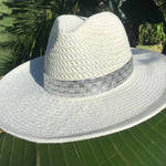 Load image into Gallery viewer, White Panama Hat with Silver Croc
