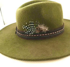 Loden Green Felt Hat with Feather
