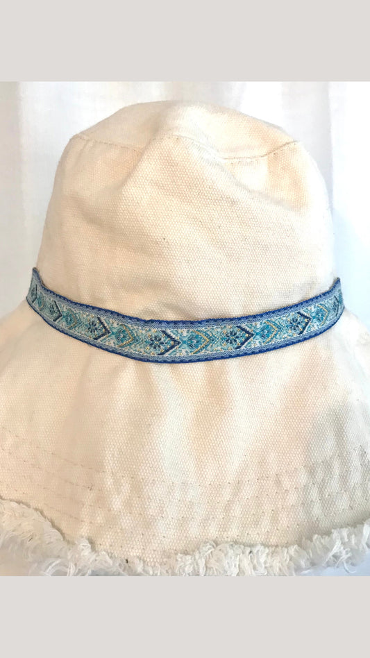 Cotton Twill Bucket Hat with Fringe
