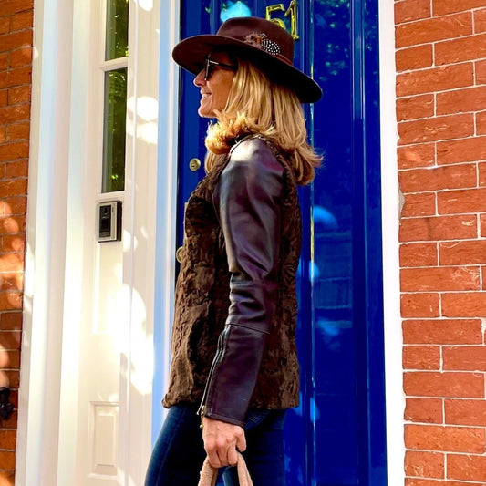 Brown Felt Panama Hat with chocolate braid and feather