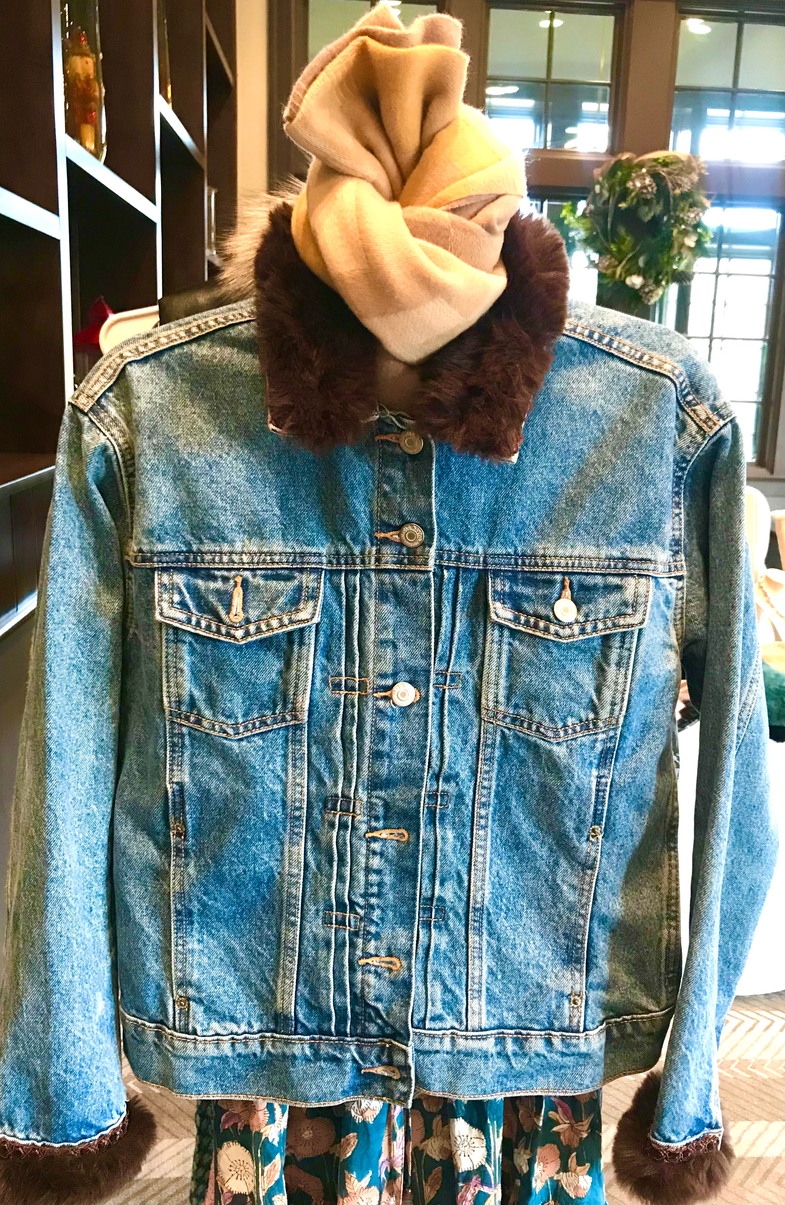 Fur Collar Cuff Jean Jacket