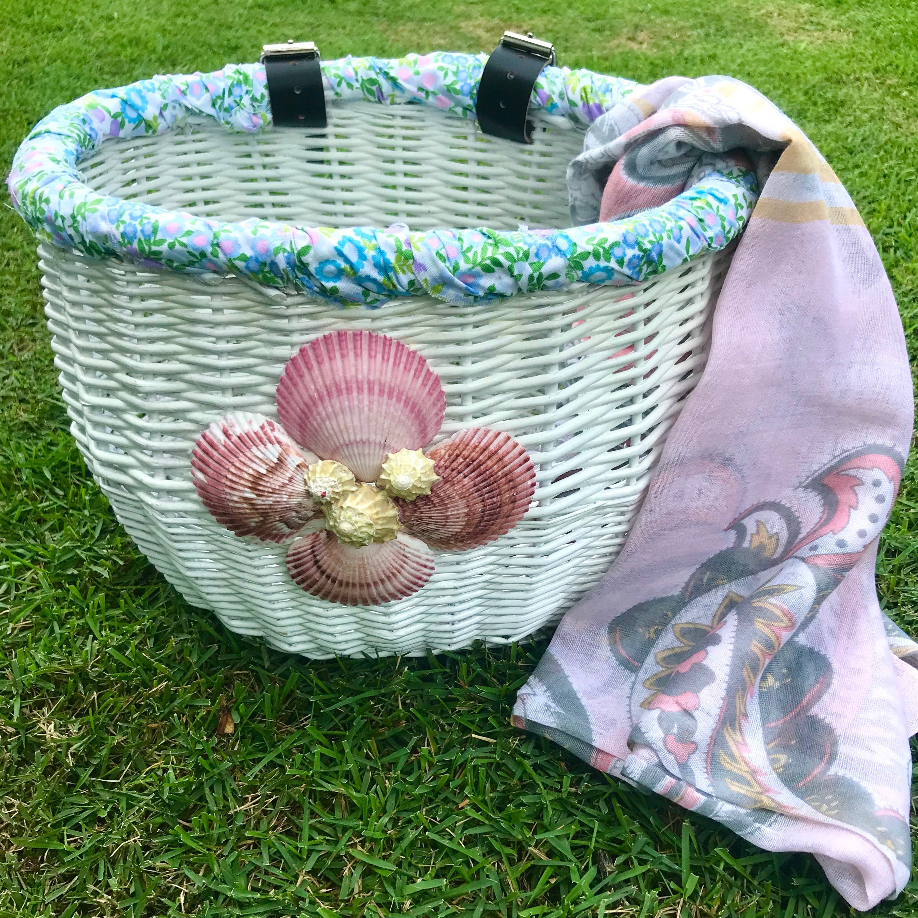 Shell and Floral Bike Basket