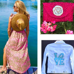 Load image into Gallery viewer, Pretty Pastels - floral dress, clutch and jean jacket
