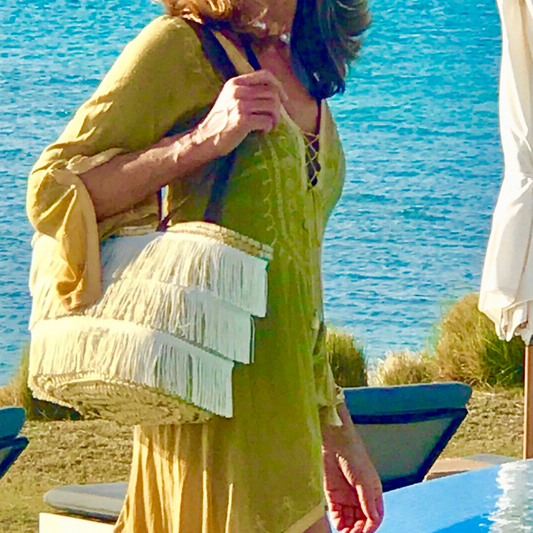 The Shimmy Straw Beach Basket | Ivory |