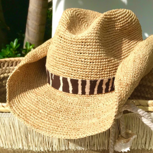 Zebra Cowboy Hat - Tan